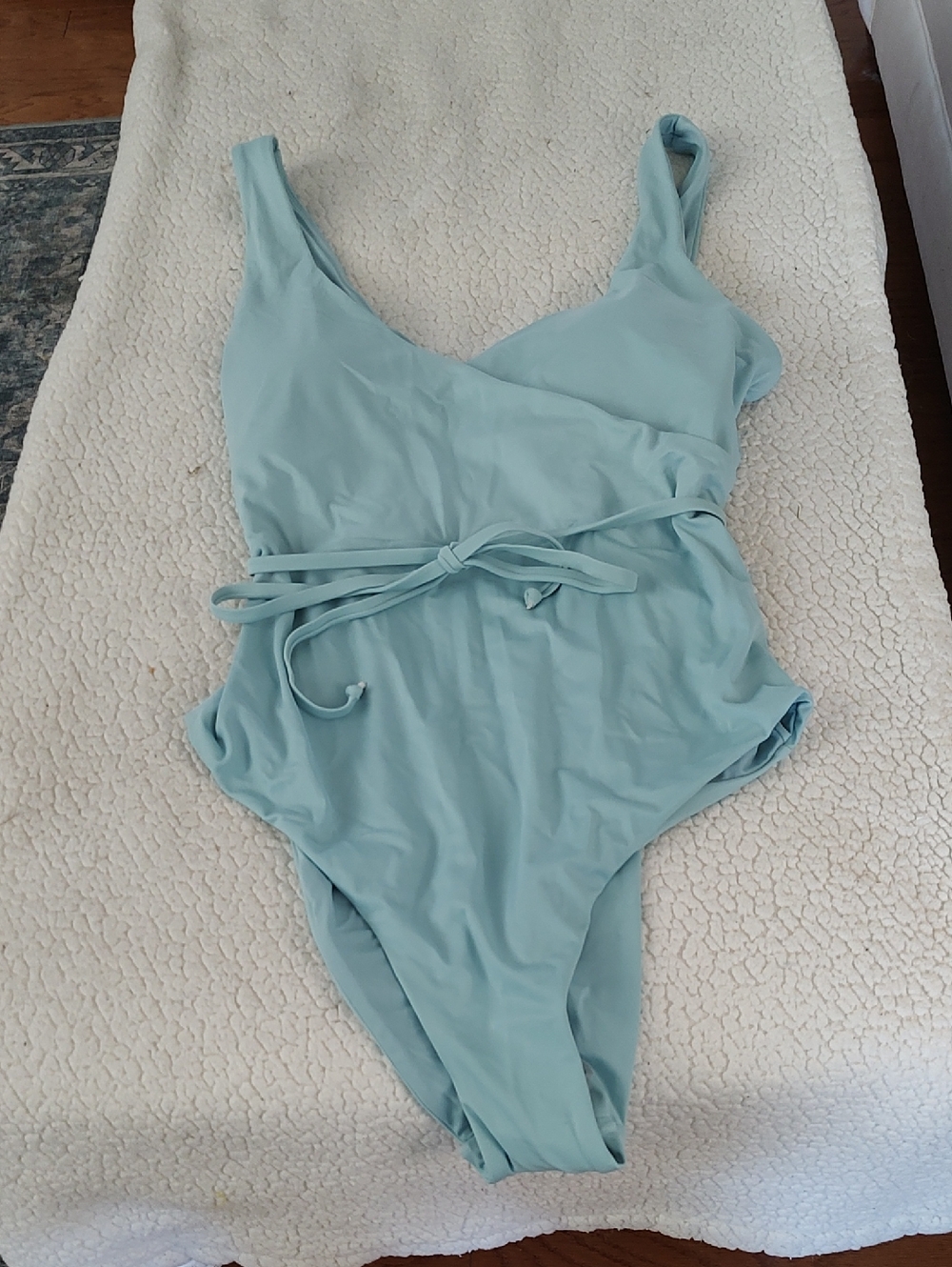 Andie Pale Aqua One-Piece Swimsuit with Waist Tie